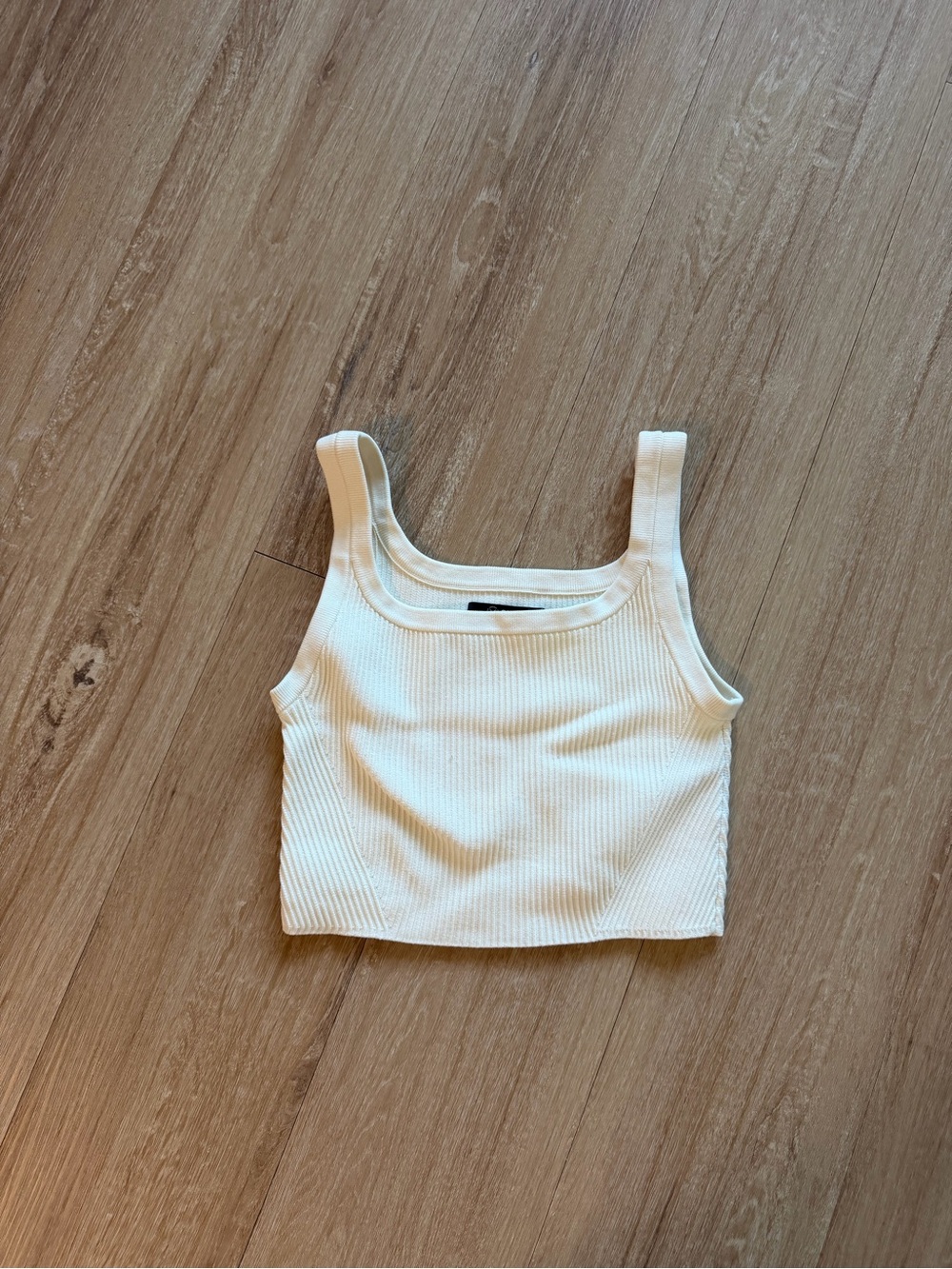 Cuts Clothing Cream Ribbed Square-Neck Camisole